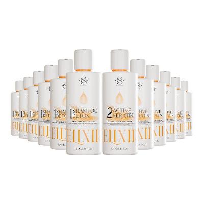 Kit 6 Escovas Progressivas S&o Active Keratin Elixir + 6 Shampoos Detox 1 Litro