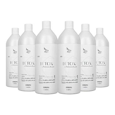 Kit 6 Shampoo Anti-resíduos Detox Zap Limpeza Profunda 1 Litro