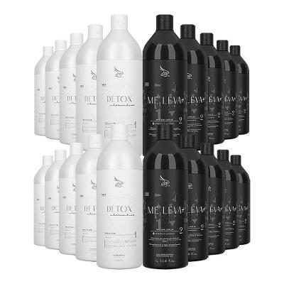 Kit 10 Escovas Progressivas Zap Me Leva Black + 10 Shampoos Detox 1 Litro