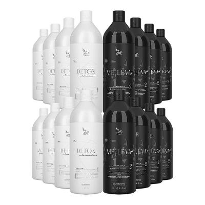 Kit 8 Escovas Progressivas Zap Me Leva Black + 8 Shampoos Detox 1 Litro