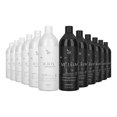 Kit 6 Escovas Progressivas Zap Me Leva Black + 6 Shampoos Detox 1 Litro