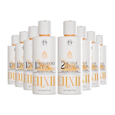 Kit 4 Escovas Progressivas S&o Active Keratin Elixir + 4 Shampoos Detox 1litro