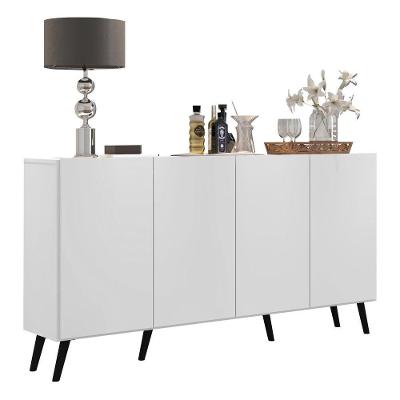 Aparador Buffet 4 Portas Retrô Veneza Multimóveis V3556 Branco/Preto Branco/Preto