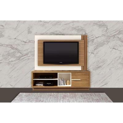 Estante P- Sala Até 65 Pol Pl3001-ra2002 Ripado C- 1 Porta 180x120cm Natural-off White - Tecno Mobili