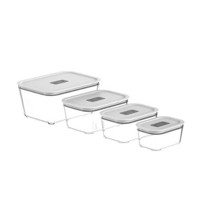 Kit Com 4 Potes De Vidro Hermético Fresh Lock Branco