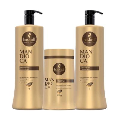 Kit Shampoo E Condicionador E Máscara Crescimento E Hidratação Haskell Mandioca