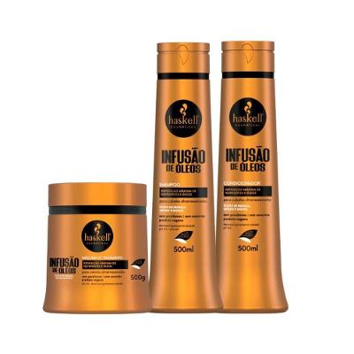 Kit Shampoo Condicionador E Máscara Nutrição Infusão De Óleos Haskell 500ml