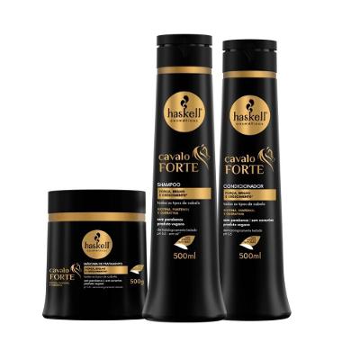 Kit Shampoo E Condicionador E Máscara Crescimento E Reconstrução Haskell Cavalo Forte 500ml