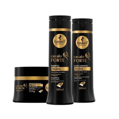 Kit Shampoo E Condicionador E Máscara Crescimento E Reconstrução Haskell Cavalo Forte 300ml