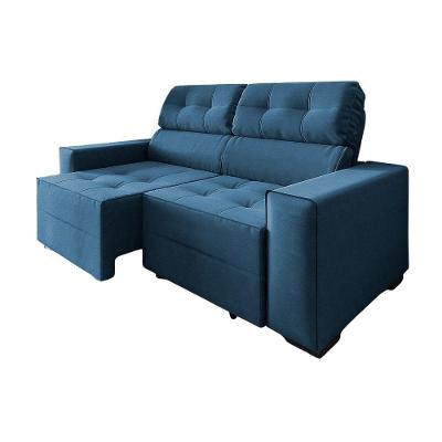 Sofá New York 2 Mts Retrátil E Reclinável Catraca Blindada Suede Azul