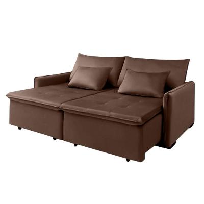 Sofá Cama Slim New Roma 2 Mts Veludo Molas Bonnel Com Pillow Cor:marrom