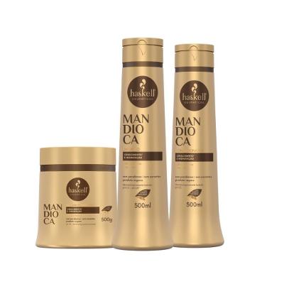Kit Shampoo E Condicionador E Máscara Hidratação E Fortalecimento Haskell Mandioca 500ml