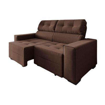 Sofá New York 2 Mts Suede Marrom Retrátil E Reclinável 3 Lugares