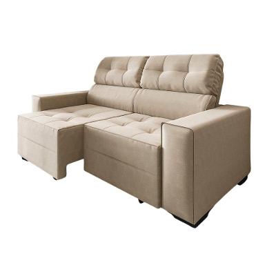 Sofá New York 2 Mts Retrátil E Reclinável Catraca Blindada Suede Bege