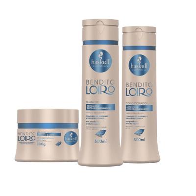 Kit Shampoo Condicionador E Máscara Antidanos Bendito Loiro Haskell 300ml