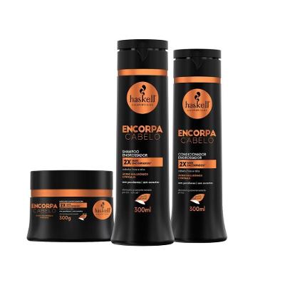 Kit Shampoo Condicionador E Máscara Engrossador Encorpa Cabelo Haskell 300ml