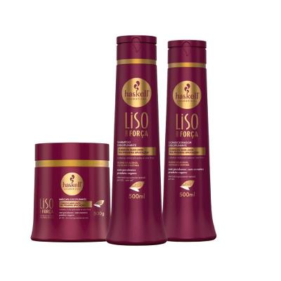 Kit Shampoo Condicionador E Máscara Disciplinante Liso Com Força Haskell 500ml