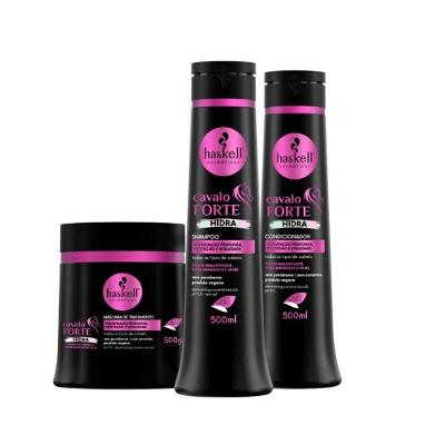 Kit Shampoo Condicionador E Máscara Hidratação E Crescimento Cavalo Forte Hidra Haskell 500ml