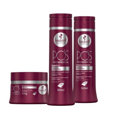 Kit Shampoo Condicionador E Máscara Alinhador Pós Progressiva Haskell 300ml