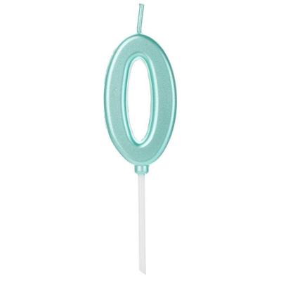 Vela Pick Metalizada Azul Tifany Numero 0 - 1 Un