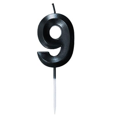 Vela Mini Design Preta Numero 9 - 1 Un