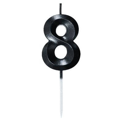 Vela Mini Design Preta Numero 8 - 1 Un
