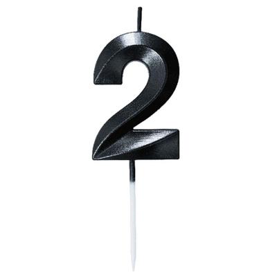 Vela Mini Design Preta Numero 2 - 1 Un