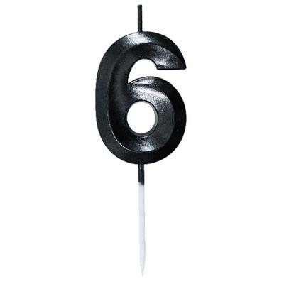 Vela Mini Design Preta Numero 6 - 1 Un