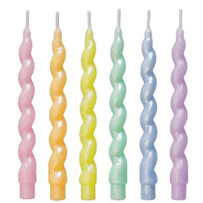 Vela Palito Espiral Metalizada Candy Color V241e - 6 Un