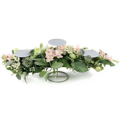 Porta Vela Com Flores E Ovos Verde/rosa Fondant 68x24x12cm - 1 Un