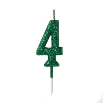 Vela Pequena Glitter Verde Número 4 - 1 Un