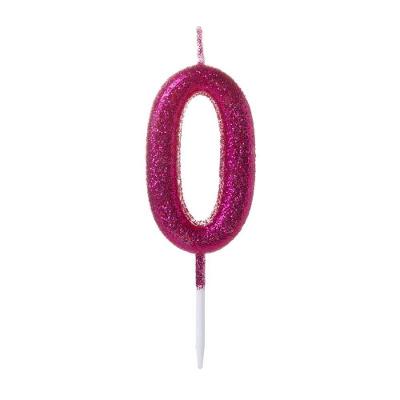Vela Pequena Glitter Rosa Número 0 - 1 Un