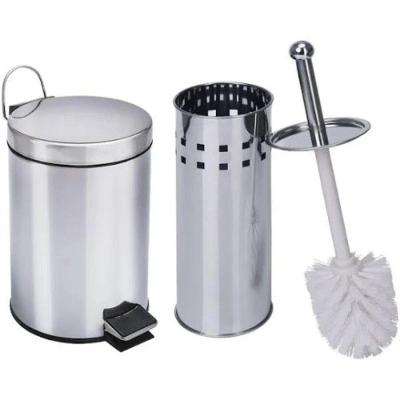 Lixeira De Aço Inox 3 Litros Com Escova Sanitária E Suporte