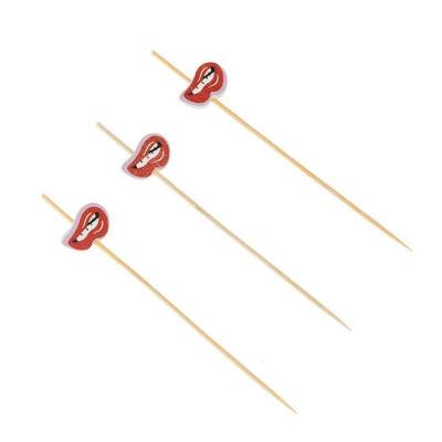 Palito Em Bambu Para Petiscos 12cm Boca Vermelha - 20 Un