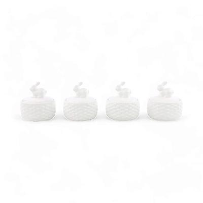 Pote Decorativo De Cerâmica Com Coelho Branco 12cm - 1 Un