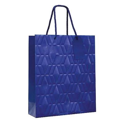 Kit Sacola De Papel Premium Relevo Azul P 23x19x10cm - 10 Un