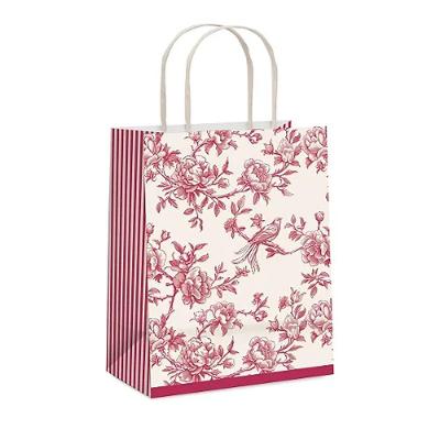 Kit Sacola De Papel Versalhes Vermelho/marfim G 32x26,5x13cm - 10 Un