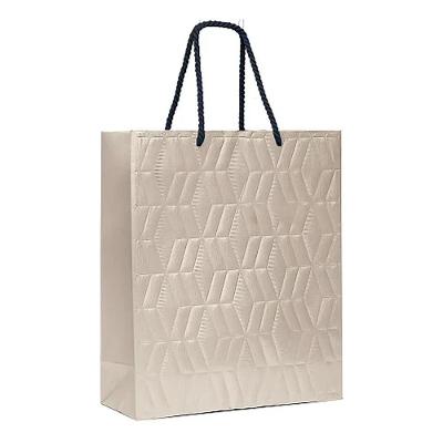 Kit Sacola De Papel Premium Relevo Marfim G 38x34x15cm - 10 Un