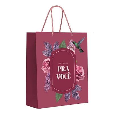 Kit Sacola De Papel Premium Brigitte M 31x26x10cm - 10 Un