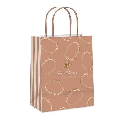 Kit Sacola De Papel Tonal Terracota Suave M 26x19,5x9,5cm - 10 Un