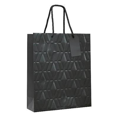 Kit Sacola De Papel Premium Relevo Preto G 38x34x15cm - 10 Un