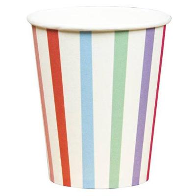 Copo De Papel 270ml Listras Coloridas - 10 Un