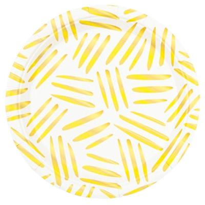 Prato De Papel 18cm Estampa Dourada - 10 Un