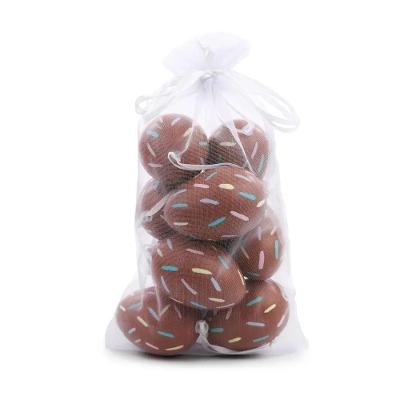 Ovo Decorativo De Galinha No Saco De Organza Chocolate - 1 Jogo Com 9 Un