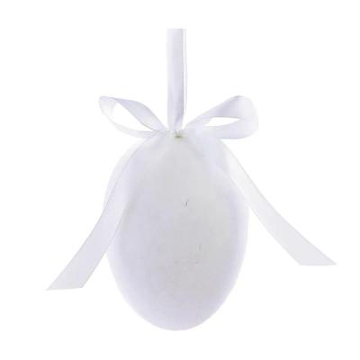Ovo Decorativo Para Pendurar Flocado Branco Flocked 12,5cm - 1 Un