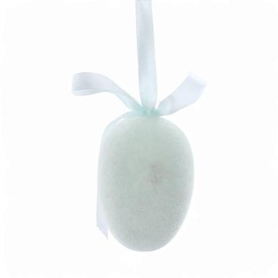 Ovo Decorativo Para Pendurar Flocado Verde Flocked 12,5cm - 1 Un