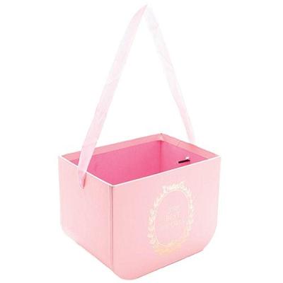 Caixa Quadrada Com Alça Liso 16,5x12,5x12cm Rosa Claro - 1 Un