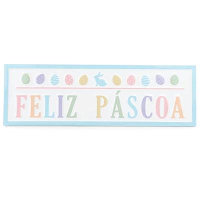 Quadro Decorativo Feliz Páscoa Ovos 17,8x55,9cm - 1 Un