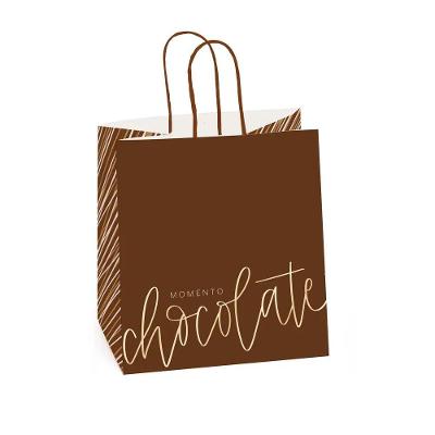 Sacola De Papel Para 1 Meio Ovo 350g 27,5x22x16cm Tons De Chocolate - 10 Un