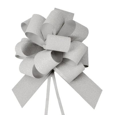 Laço Pronto Glitter 30mm Liso Prata - 10 Un